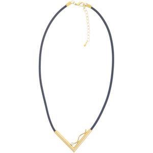 Behave – Damesketting – Goudkleur V-hanger – Zwarte band – Kristal detail
