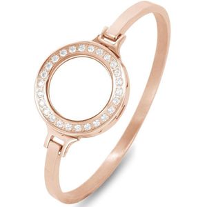 Silventi Lockits 980101747 Stalen bangle met zirkonia - voor 20 mm dikte 2 mm munt - Ø 58 mm - Roségoudkleurig