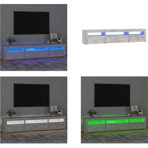 vidaXL Tv-meubel met LED-verlichting 195x35x40 cm betongrijs - Tv-kast - Tv-kasten - Tv-meubel - Tv-meubel Met LED-verlichting