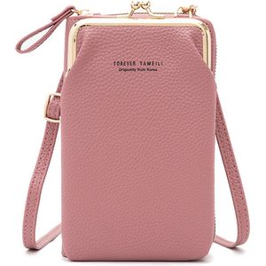 Telefoontasje - Donker roze - Compacte Schoudertas - De ideale Tas voor je telefoon, pasjes, brief- en muntgeld en meer - Dark pink