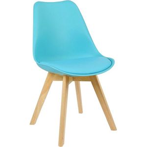 Ergonomische houten kuipstoel - eetkamerstoel - stevige beukenhouten poten - modern & stijlvol - blauw - 48x42x82 cm