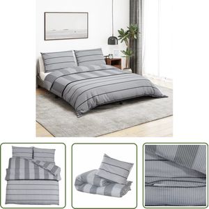The Living Store Dekbedovertrekset 140x200 cm katoen grijs - Dekbedovertrek - Katoenen Dekbedovertrek - Dekbedovertrek Grijs - Bedding - Slaapkamer Decoratie