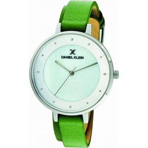 Daniel Klein DK11551-1 - Horloge - Analoog - Dames - Vrouwen - leren band rond - Groen - Zilverkleurig