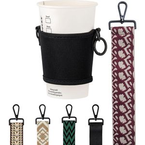 Cupholder . Tas voor koffiebekers en fles om te hangen. Ideaal voor bekers en drinkflessen van alle soorten (patroon rood)