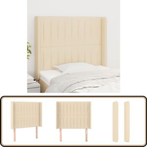 vidaXL Hoofdbord - Crèmekleurig - 93x16x118/128 cm Klassieke Hoofdbord - Hoofdbord Met Oren - Bedhoofd - Stoffen Hoofdbord - Creme Hoofdbord