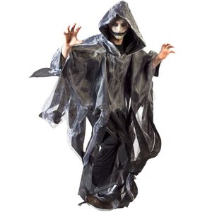 Funny Fashion Halloween verkleed cape/gewaad met kap - Spook/geest - Grijs - Voor volwassenen