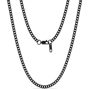 Malinsi® Ketting Heren - Cuban Link 60cm - Compleet RVS 3mm - Zwart Kettingen man - Vaderdag Cadeau