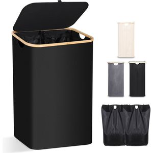 CALIYO 156L Smalle Wasmand met Deksel - 74×57×37cm Nis Wasbox - Opvouwbare Mand Vuile Was