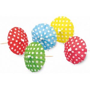Ijsparasols - 20x st - hout/papier - IJs/hapjes parasols - cocktailprikkers - prikkers - Tafel feestartikelen/versiering
