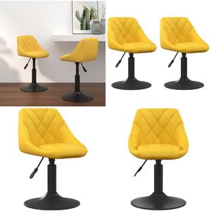 vidaXL Eetkamerstoelen draaibaar 2 st fluweel mosterdgeel - Eetkamerstoel - Eetkamerstoelen - Keukenstoelen - Keukenstoel