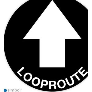 Simbol - Vloerstickers Looproute met Pijl - Corona Stickers - Anti-Slip - Formaat ø 40 cm.