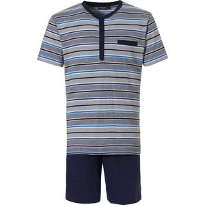 Pastunette for Men - Stripes - Shortama - Grijs/Blauw - Maat XXL