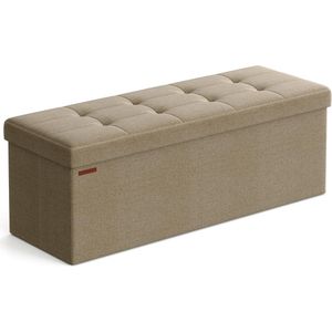 Opbergkast, opvouwbare voetenbank, 38 x 110 x 38 cm, voetenbank, voor woonkamer, slaapkamer, entree, kameelbruin