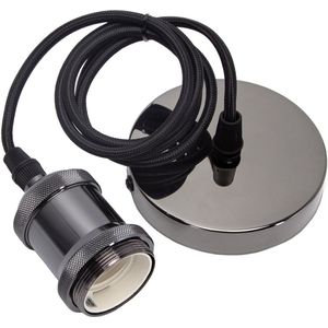LED Hanglamp - Hangverlichting - E27 Fitting - Rond - Mat Zwart - Aluminium