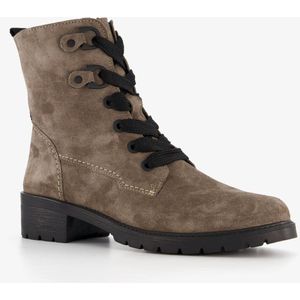 Hush Puppies suede dames veterboots taupe - Bruin - Echt leer - Uitneembare zool - Maat 44