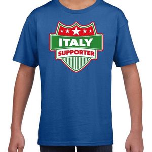 Italy supporter schild t-shirt blauw voor kinderen - Italie landen shirt / kleding - EK / WK / Olympische spelen outfit 134/140