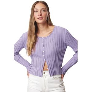 Trendyol Lila Knoopdetail Gebreide Cardigan Twoaw25Hi00088