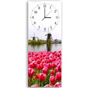 Trend24 - Wandklok - Nederlands Landschap - Muurklok - Landschappen - 40x118x2 cm - Roze