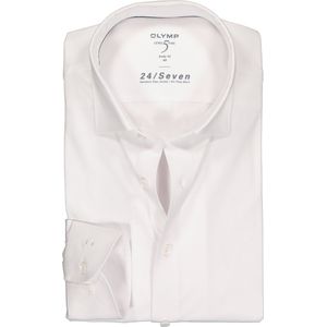 OLYMP Level 5 24/Seven body fit overhemd - mouwlengte 7 - wit tricot - Strijkvriendelijk - Boordmaat: 42