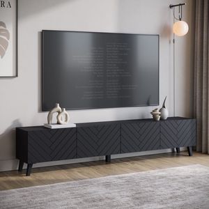 Meubella - TV-Meubel Pulse - Zwart - 190 cm