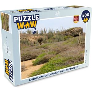 Puzzel Landschap op Curacao met cactussen - Legpuzzel - Puzzel 500 stukjes
