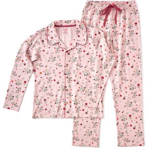 Little Label Pyjama Dames Maat XS/34 - roze, wit - Madeliefjes - Dames Pyjama - Zachte BIO Katoen