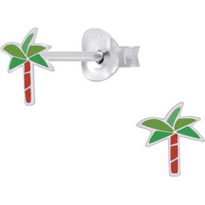 Joy|S - Zilveren palmboom oorbellen - 6 mm