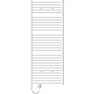 Elektrische badkamerradiator met verwarmingselement 900W 750x1500 mm Wit gebogen zijaansluiting LuxeBath