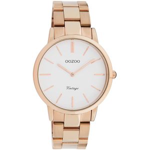 OOZOO Timepieces - Rosé goudkleurige horloge met rosé goudkleurige roestvrijstalen armband - C20036