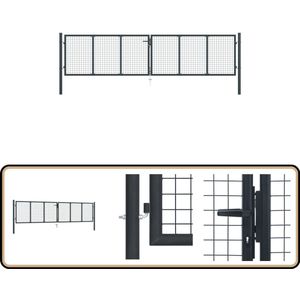 vidaXL Gaaspoort - 400x125 cm - Gegalvaniseerd staal Tuinpoort - Gegalvaniseerd Staal - Antraciet - Tuindeur - Hekwerk