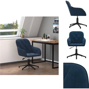 vidaXL Kantoorstoel Velvet - Blauw 56x61.5cm - Draaibaar - Verstelbare Hoogte - Bureaustoel
