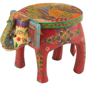 J-Line kruk Olifant Delhi - hout - mix