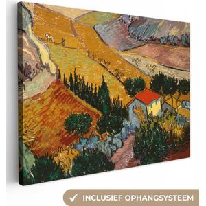 Vincent van Gogh - Landschap met Huis en Ploeger - Vincent - Kunst - Canvas - 80x60 cm - Muurdecoratie