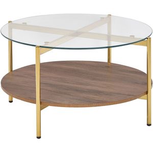 LOVELL - Salontafel - Donkerbruin/Goud - Hout
