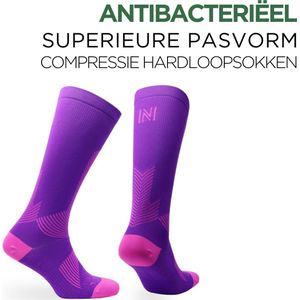 Norfolk Compressie Sokken - Hardloopsokken met Anti Bacterieel Meryl Skinlife - Compressiekousen Hardlopen - Sportsokken - Maat 39-42 - Paars - Valencia
