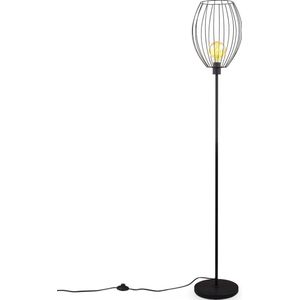 B.K.Licht - Industriële Vloerlamp - met 1 lichtpunt - voor binnen - voor woonkamer - zwarte staande lamp - staanlamp - metalen leeslamp - h: 159.6cm - E27 fitting - excl. lichtbron