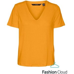 Vero Moda Marijune Ss V-neck Top Radiant Yellow GEEL XL