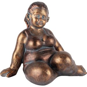 Dekoratief | Dame zittend m/badpak, brons, magnesium, 26x22x24cm | A240908