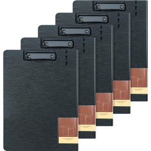 Klembordmap met lage profielclip - Set van 5 stuks - A4 formaat - Voor kantoor of restaurant - Zwart clipboard