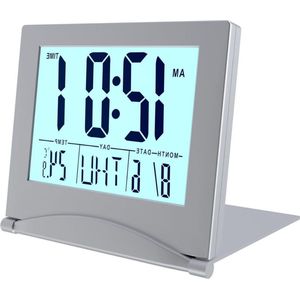 Dementieklok – Digitale Klok met Alarmfunctie – Kalenderklok met Digitale Wekker - Met Datum en Temperatuurmeter - Zilver