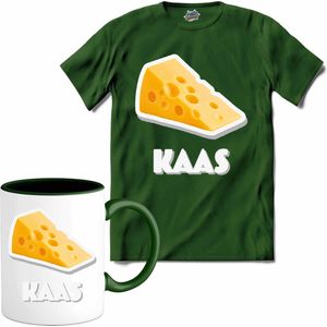Kaas - grappig verjaardag kleding cadeau - eten teksten - T-Shirt met mok - Heren - Bottle Groen - Maat 4XL