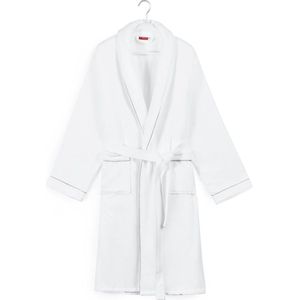 Badjas katoen - ochtendjas voor hem & haar - dames & heren - velours katoenen badjas - betaalbare luxe - Wit - maat M