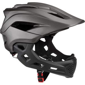 Kinderfietshelm 2-in-1 Integraal kinderfiets- en skateboardhelm - grijs met afneembare kinbescherming .