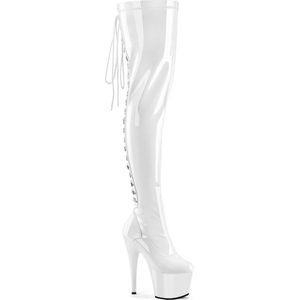 Pleaser - ADORE-3063 Plateau Overknee Laarzen - US 7 - 37 Shoes - Wit