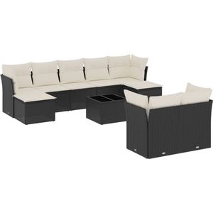 vidaXL Loungeset 10-delig - Rattan - Zwart