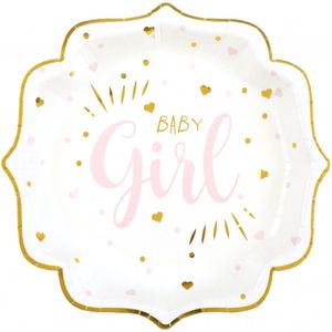 Babyshower bordjes It 's a Girl roze wit goud - bord - babyshower - genderreveal - girl