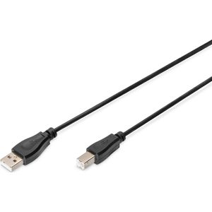 USB A to USB B Cable Digitus AK-300102-010-S Black 1 m