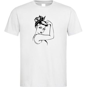 Wit T shirt met  "" Girl Power "" print size L
