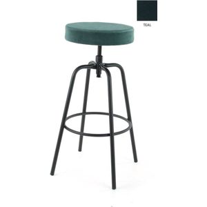 Workliving Barkruk Hoog Rond - Velvet Earth Teal