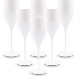 Set van 6 glazen Flood 18 Cl polycarbonaat (harde kunststof), 100% Italiaans design, onbreekbare glazen, herbruikbare en vaatwasmachinebestendige wijnglazen, wit